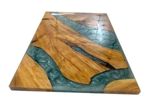 Epoxy Resin Center Sofa Coffee & Dining Table Top Modern Acacia Wooden Furniture - Picture 1 of 9