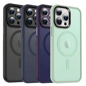 For iPhone 16 15 14 13 12 Pro Max Shockproof Translucent Frosted Mag Safe Case - Picture 1 of 55