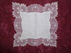 Antique Needle Run Embroidery Net Lace Handkerchief Vintage Hanky Bridal Florals
