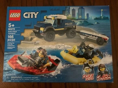 New Factory Sealed LEGO City Police Boat Transport Building Toy 60272 166 Pieces - Image 1 of 4