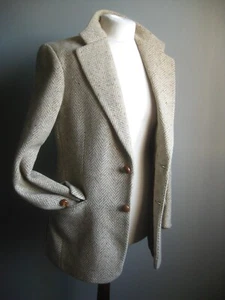 VINTAGE DONEGAL TWEED JACKET 34 small mens cream 100% pure new wool AMBASSADORS - Picture 1 of 22