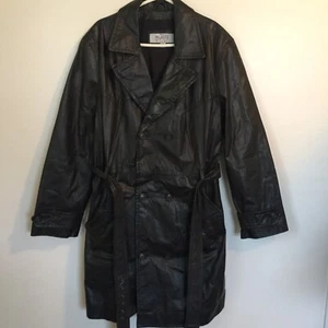 Vintage Wilson Leather Julian Brown Double Breasted Long Rocky Style Size M Coat - Picture 1 of 12