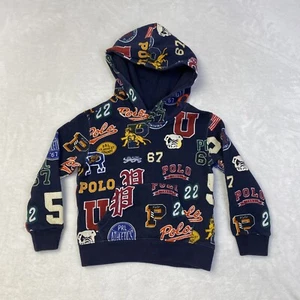 Polo Ralph Lauren Letterman All Over Print Hoodie Boys Youth Size 4T - Picture 1 of 8