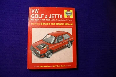VW GOLF JETTA 1984-1992 (A TO J REG) PETROL  HAYNES OWNERS WORKSHOP MANUAL - Image 1 of 3