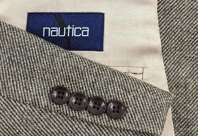 Blazer Abrigo Deportivo Nautica Para Hombres Chaqueta Dos Botones Lana Cachemira 44L Informal Suave Foto 1 de 4