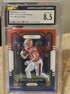 2023 Panini Prizm Red White & Blue #267 Christian McCaffrey CGC NM/Mint+ 8.5 NFL - Picture 1 of 2