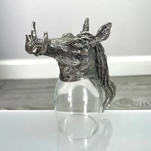 Frankli Wild Royal Selangor Boar Sculpted Animal Art Pewter Shot Glass Barware - Picture 1 of 11
