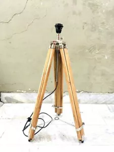 Tripod Teak Wood Adjustable Leg Tripod Vintage Floor lamp Stand Tripod Lamp - Picture 1 of 6