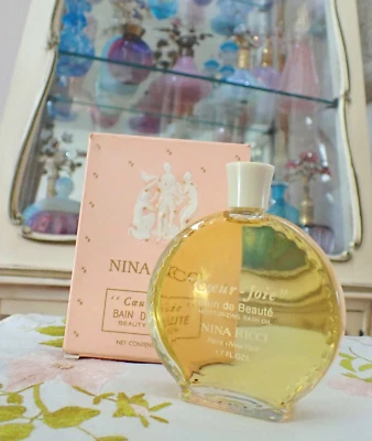 Aceite de baño de belleza Nina Ricci COEUR JOIE de colección años 60 1,7 OZ Splash Jacqueline Cochran Foto 1 de 4