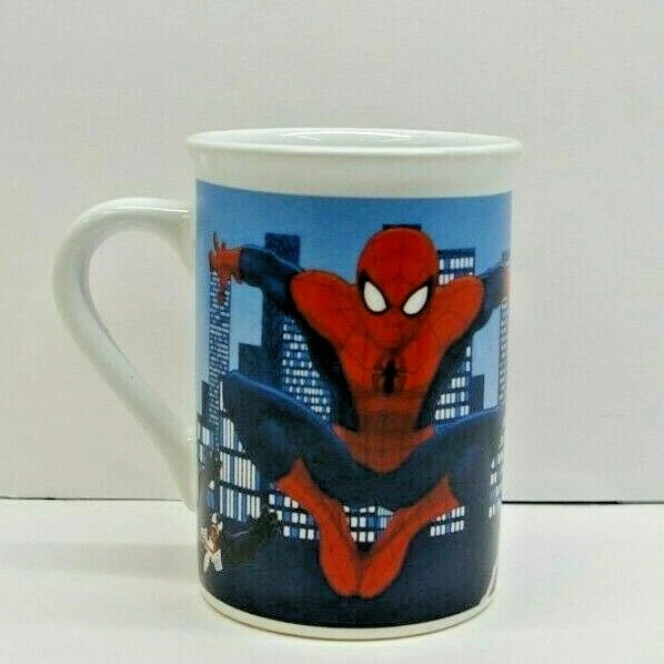 Marvel Spiderman Mug Cup Classic 2016 Blue City Background Collectible - Image 1 of 4