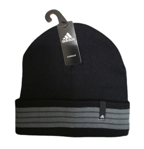 Adidas Hombre Climawarm SOFT STRETCH Beanie Knit Hat Black Fold Puño ONE SIZE NWT - Imagen 1 de 5