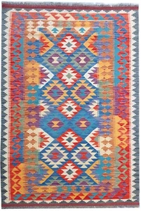 Alfombras Tash Vintage Hechas a Mano Afghan Kilim Turco Vintage Lana Plana 208x107 cm - Imagen 1 de 6
