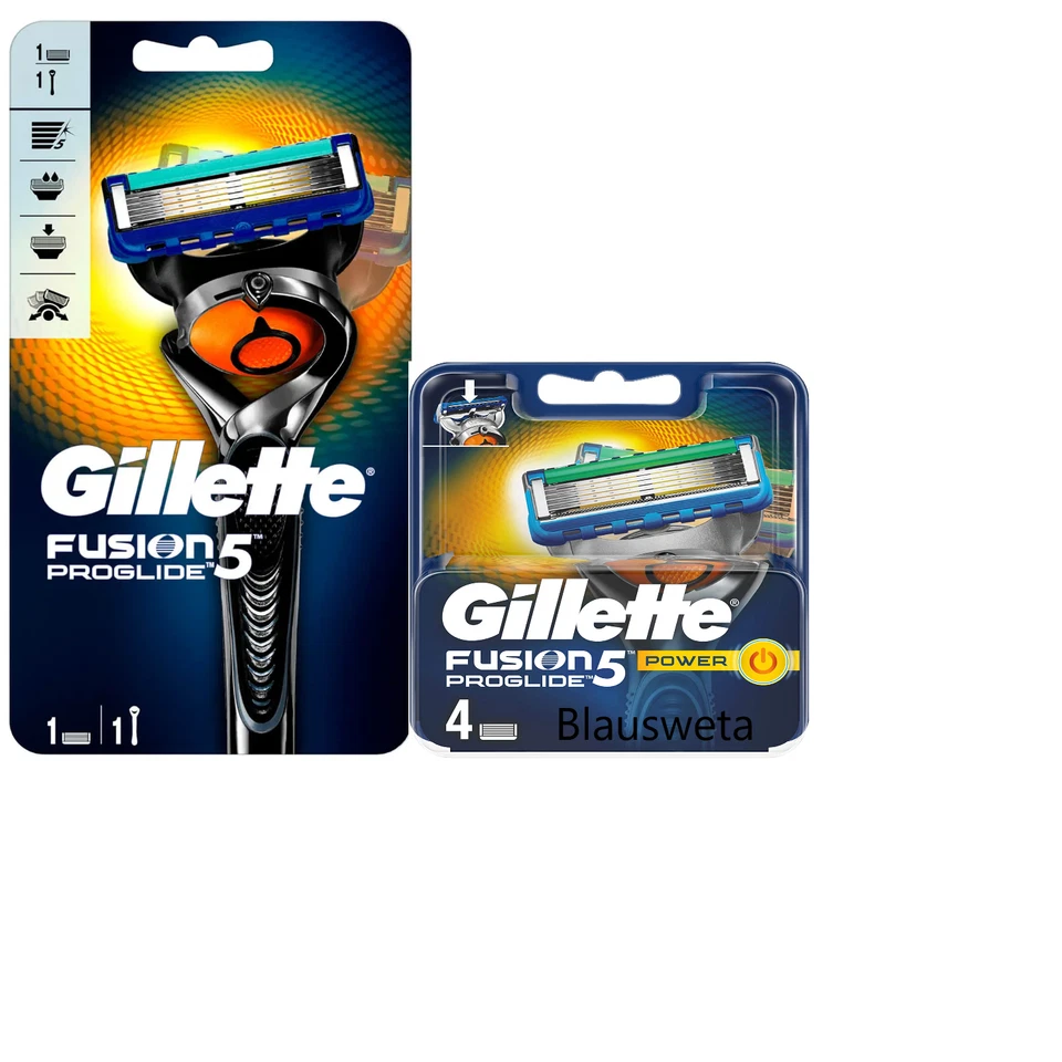 5 lamette da barba Gillette Fusion5 ProGlide Power + rasoio Fusion5 Flexball. - Immagine 1 di 1