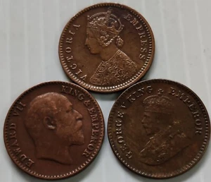 British India, Set of 1 by 12 Annas, 1901, 1904 & 1926, Cu/Cu/Bronze (B-636) - Picture 1 of 2