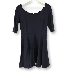 Lulus Tip the Scallops Navy Scalloped Skater Dress Mini Women’s Size Medium - Picture 1 of 14