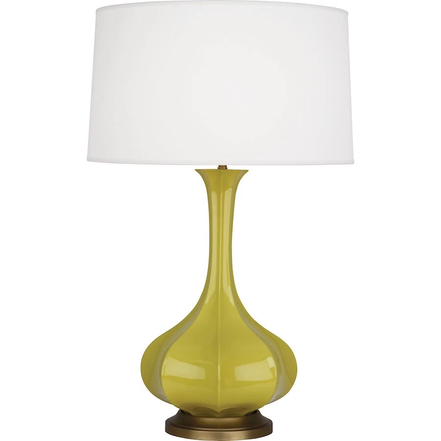 Robert Abbey Pike 1 Light Table Lamp, Citron Glazed Ceramic/Aged Brass - CI994 - Image 1 of 1