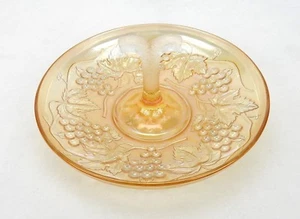 Imperial Glass Amber Grape Carnival Glass 9" Fruit Tray with Frosted Handle - Picture 1 of 8