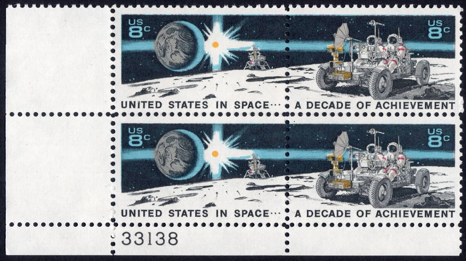 Scott #1435b Space Achievement on Moon Plate Block of 4 Stamps - MNH P#33138 LL - Image 1 of 1