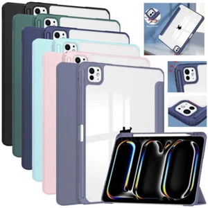 Leather Stand Clear Case Cover For New iPad Air 11" 13" iPad Pro 11" 13" 2024 - Picture 1 of 66