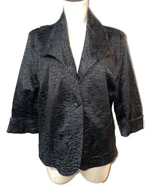 Erin London женщин черный жаккард вечер Blazer куртка размер XL черный эластичной - Изображение 1 из 4
