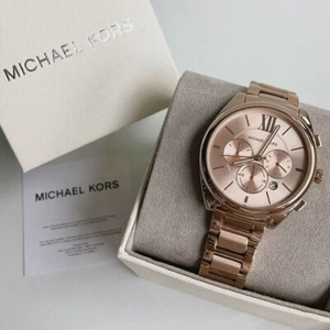 New Michael Kors womens Janelle Rose Gold Tone oversized 42 mm Watch MK7108 - Picture 1 of 2