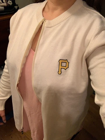Pittsburgh Pirates Men’s Sweater PNC Park Full Zip Cream Long Sleeve MLB Size XL Cover