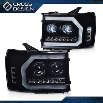 Smoked Lens Black Housing Headlights Fit For 07-14 GMC Sierra 1500 2500HD 3500HD - Image 1 of 4