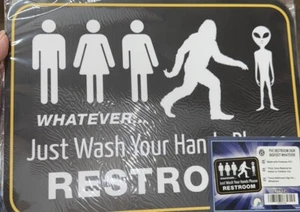 Just Please Wash Your Hands Bathroom/Restroom Sign | Bigfoot Alien - 8.5"X10" - Picture 1 of 1