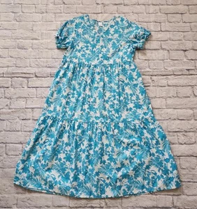 Peyton & Parker Maxi Dress Girls 2XL 20.5 P Blue Floral Short Sleeve V Neck - Picture 1 of 10