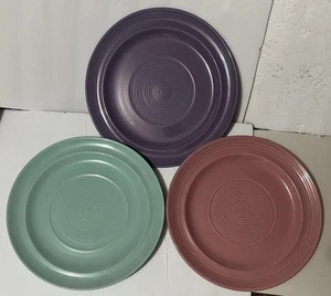 Set Of 3 Fiesta Ware 10.5”Dinner Plates Turquoise Purple Pink Homer Laughlin - Picture 1 of 17
