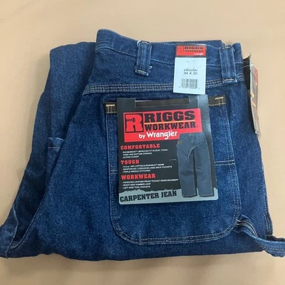 Wrangler Riggs Workwear Carpenter Jeans 34x30 Relaxed Fit Durashield Denim New - Image 1 of 4