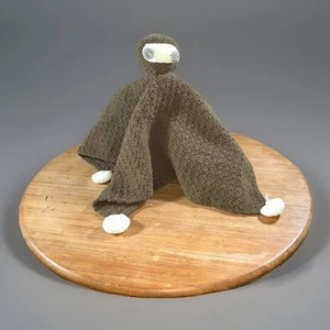 Handgefertigte gehäkelte schläfrige Faultiere braun schwer denken liebevolle Sicherheitsdecke 18"X17" - Bild 1 von 7