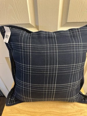 Almohada decorativa a cuadros azul marino Ralph Lauren Leighton 18"x 18" nueva con etiquetas Foto 1 de 3