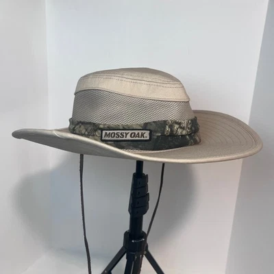 Mossy Oak Signatures Estilo Safari Sombrero Para Hombres L/XL Beige Malla Camuflaje Caza Pesca Foto 1 de 4