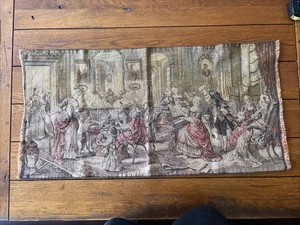 Antique French Woven Tapestry Wall Hanging 18th Century Salon Party 37”x18” - Picture 1 of 22
