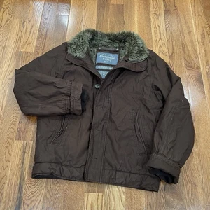Vintage Abercrombie Fitch Jacket Mens Brown Adirondack Coat Faux Fur Sherpa XL - Picture 1 of 11