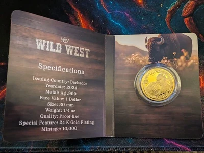 Moneda de Plata Dorada Jesse James Colección Salvaje Oeste Foto 1 de 3