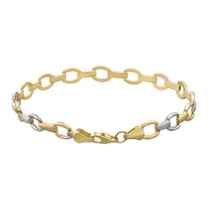 Ausgefallenes Gliederarmband 9 kt Gelb- und Weißgold 7,5 Zoll / 19 cm (0643) - Bild 1 von 3