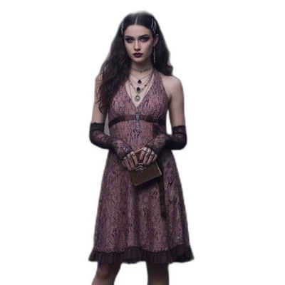 Vestido Muñeca Bebé De Colección Y2K Whimsigoth Dark Fairy Love Tease Encaje Rosa Marrón Talla 5 Foto 1 de 4