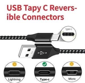 Braided USB C Type-C Fast Charging Data SYNC Charger Cable Cord 2x 10FT P1 - Picture 1 of 7