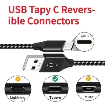 Braided USB C Type-C Fast Charging Data SYNC Charger Cable Cord 2x 10FT P1 - Image 1 of 4