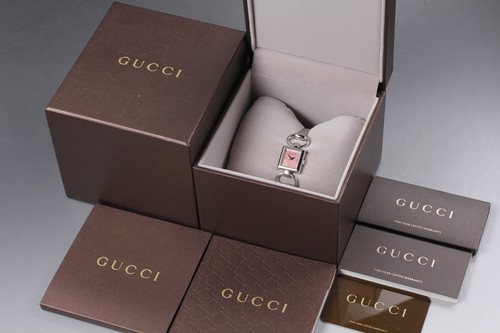 *N MINT Set Completo* GUCCI Tornavoni YA120518 Rosa 3P Diamante Qz Scatola Orologio Donna