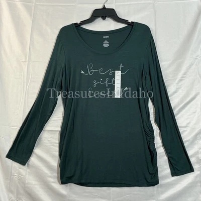 NEW w tags Sonoma Maternity Green Scoopneck Long Sleeve Tee Size Large - Image 1 of 4