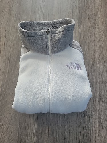 OFF WHITE Giacca in pile da donna North Face. Taglia Media. Bianco sporco e grigio.