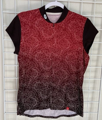 SUGOi Cycling Jersey Womens Size L Red Ombré 1/4 Zip Short Sleeve Pockets - Image 1 of 4