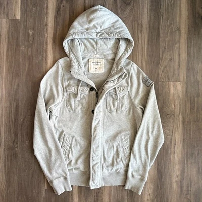 Moletom com capuz vintage Y2K Abercrombie & Fitch zíper completo masculino tamanho XXL ajuste muscular apertado - Imagem 1 de 4