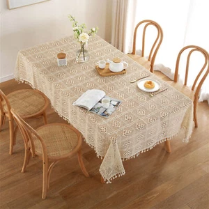 Vintage Crochet Lace Tablecloth Dining Table Cloth Cover Mat Wedding Party Decor - Picture 1 of 24