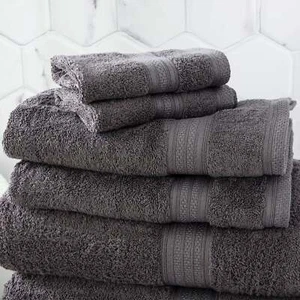 Renee Taylor Stella 650 GSM Super Soft Bamboo Cotton Bath Towel 5 Piece Charcoal - Picture 1 of 4