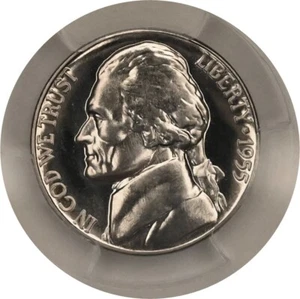 ONE OF PR67 1955 JEFFERSON NICKEL PCGS GRADED PROOF CAMEO LOOK LIKE, EXACT COIN - Picture 1 of 6
