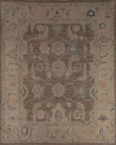 Braun/Elfenbeinwolle authentischer Oushak Gemüsefarbstoff türkischer Teppich 8x10 handgefertigt - Bild 1 von 21